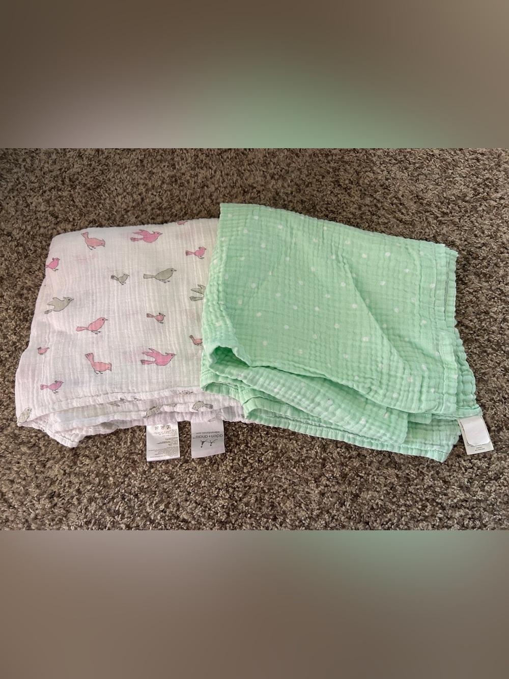 Set of Two Muslin Baby Blankets